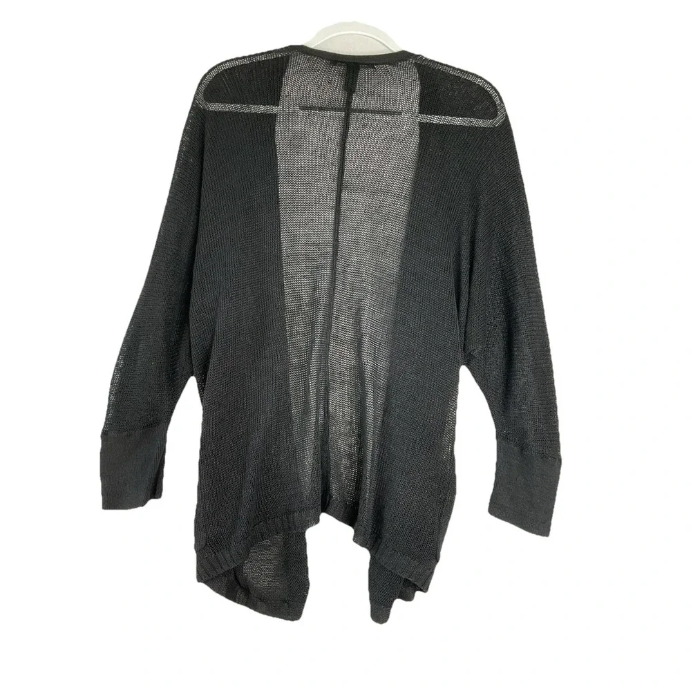 Lauren Ralph Lauren Black Sheer Linen Blend Open Cardigan Sweater Dolman Sleeve‎